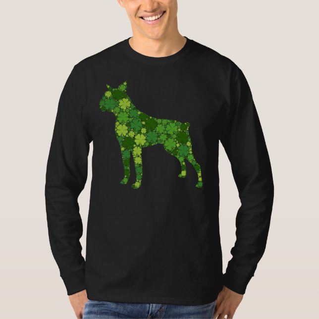Boston Terrier Irish Grönt Shamrock C St Patricks T Shirt (Framsida)