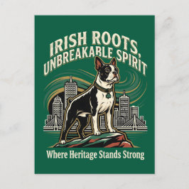 Boston Terrier Irish Heritage Pride Vykort