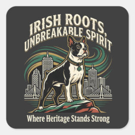 Boston Terrier irländskt kulturarv Pride Fyrkantigt Klistermärke