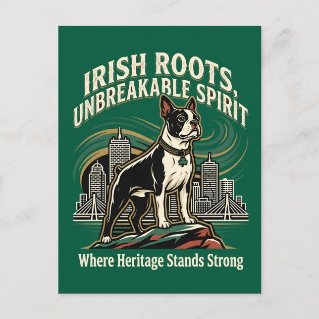Boston Terrier irländskt kulturarv Pride Vykort (Framsida)