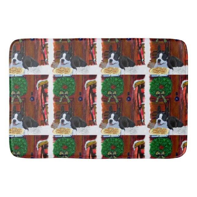 Boston Terrier jul Badrumsmatta (Framsidan)