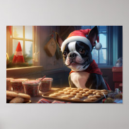 Boston Terrier jul Cookies Festive Helgdag Poster