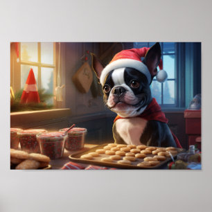Boston Terrier jul Cookies Festive Helgdag Poster
