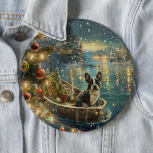Boston Terrier Jul Festive Voyage Knapp