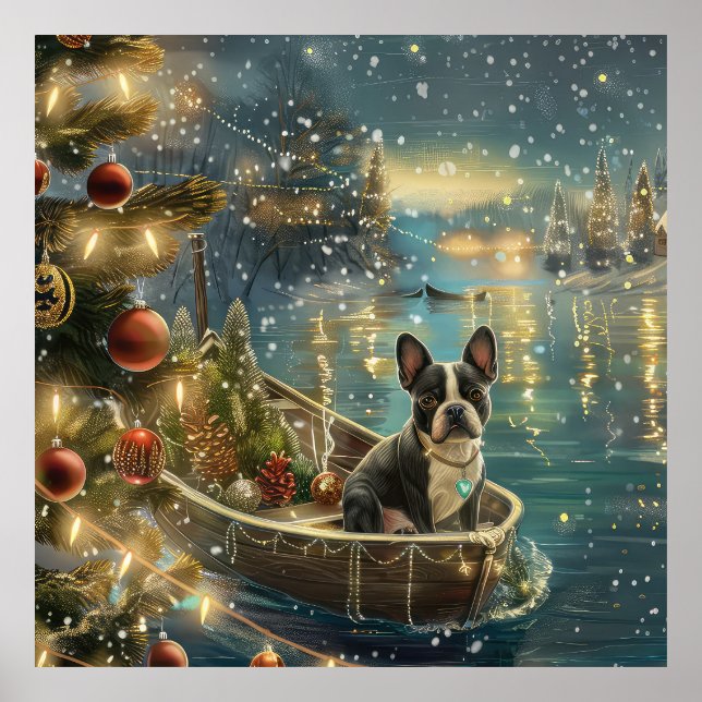 Boston Terrier Jul Festive Voyage Poster (Framsidan)