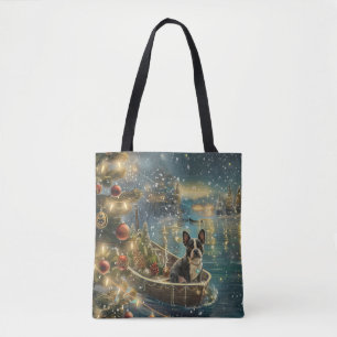 Boston Terrier Jul Festive Voyage Tygkasse