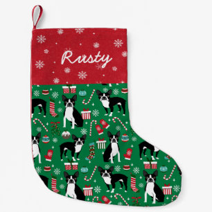 Boston Terrier Jul Godisstavar Anpassat Namn Liten Julstrumpa
