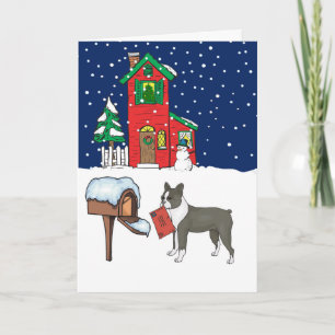 Boston Terrier jul Helgkort