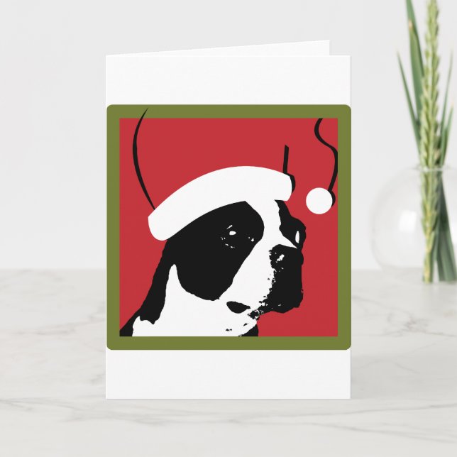 Boston Terrier jul Helgkort (Framsida)