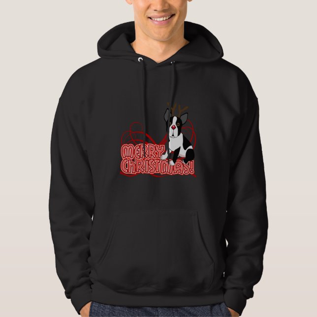 Boston Terrier jul Hoodie (Framsida)