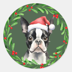 Boston Terrier jul Hund Puppy Mailing Runt Klistermärke
