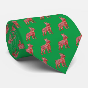 Boston Terrier Jul Hund Silhouette Grönt Nacke Slips