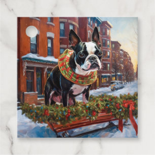 Boston Terrier jul jul, julsäsong Gåvor Etiketter
