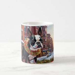 Boston Terrier jul jul, julsäsong Kaffemugg