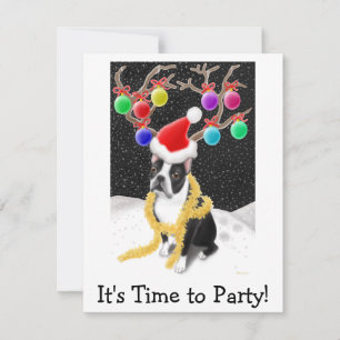 Boston Terrier jul Julkort