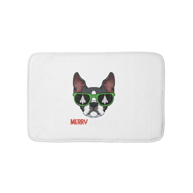 Boston Terrier jul Pajama Hund Sunglasses X-M Badrumsmatta (Framsidan)