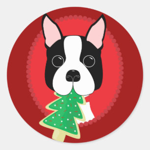 Boston Terrier jul Runt Klistermärke