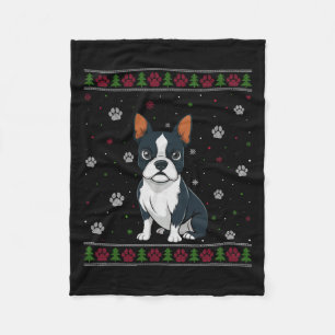 Boston Terrier jul Sweater Julafton Pet Animal D Fleecefilt