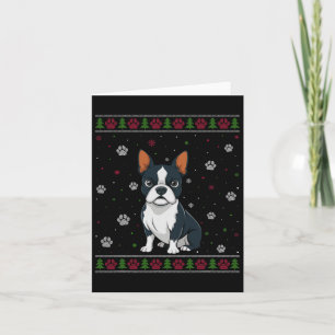Boston Terrier jul Sweater Julafton Pet Animal D Kort