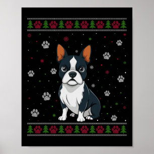 Boston Terrier jul Sweater Julafton Pet Animal D Poster