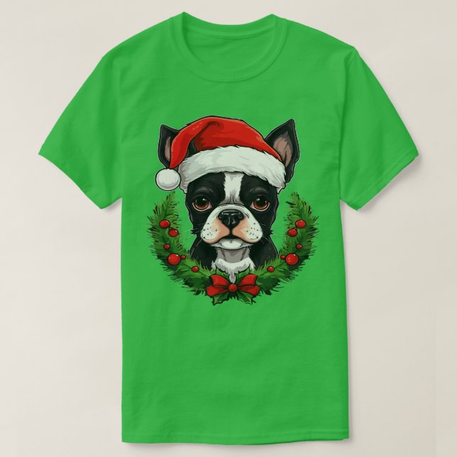 Boston Terrier jul T Shirt (Design framsida)