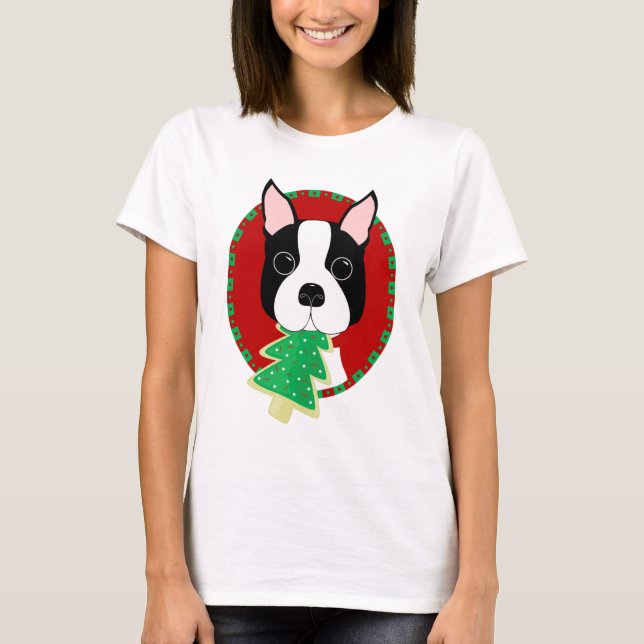 Boston Terrier jul T-shirt (Framsida)