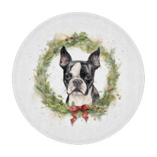 Boston Terrier-julafton Festive Valp