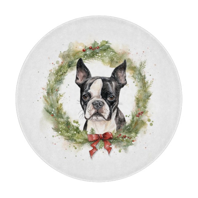 Boston Terrier-julafton Festive Valp (Framsidan)