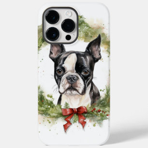 Boston Terrier-julafton Festive Valp