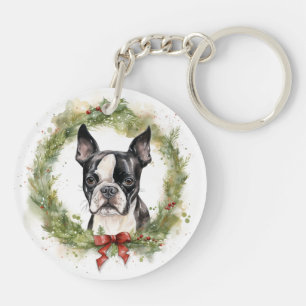 Boston Terrier-julafton Festive Valp