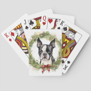 Boston Terrier-julafton Festive Valp Casinokort