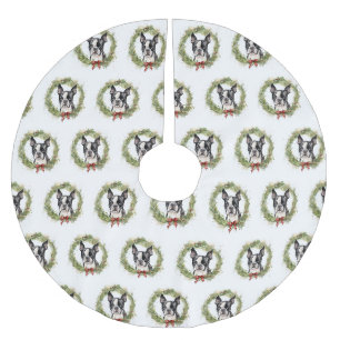 Boston Terrier-julafton Festive Valp Julgransmatta Borstad Polyester