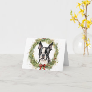 Boston Terrier-julafton Festive Valp Kort