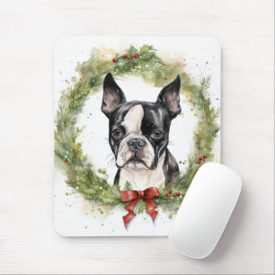 Boston Terrier-julafton Festive Valp Musmatta