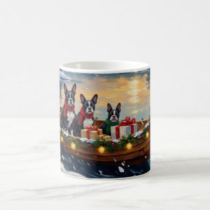 Boston Terrier Julbåt Holiday Kaffemugg