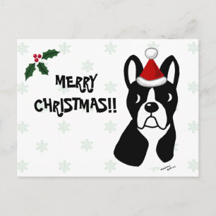 Boston Terrier-julets Tecknad Snowflake Helg Vykort