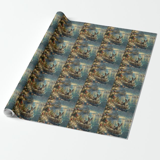 Boston Terrier Julfestlig resa Presentpapper (Utrullad)
