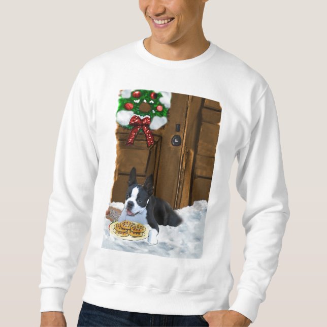 Boston Terrier-julgåvor Lång Ärmad Tröja (Framsida)