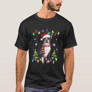 Boston Terrier Julgran Hund Santa Gifts Merr T Shirt