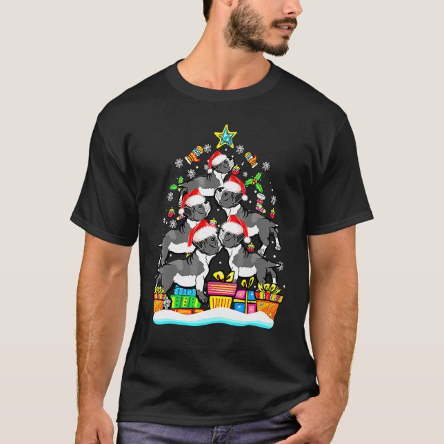 Boston Terrier julgran Santa hatt dekoration T Shirt (Framsida)