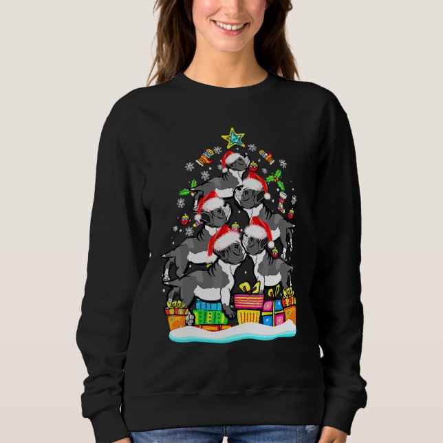 Boston Terrier julgran Santa hatt dekoration T Shirt (Framsida)