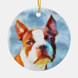 Boston Terrier Julgransprydnad Keramik