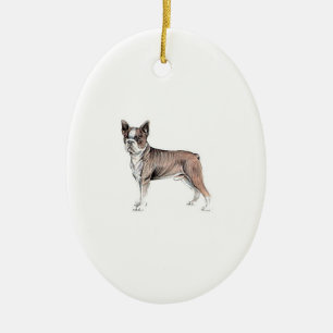 Boston Terrier Julgransprydnad Keramik