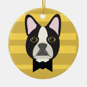Boston Terrier Julgransprydnad Keramik