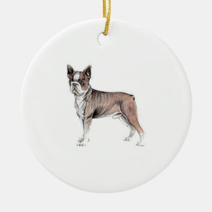 Boston Terrier Julgransprydnad Keramik