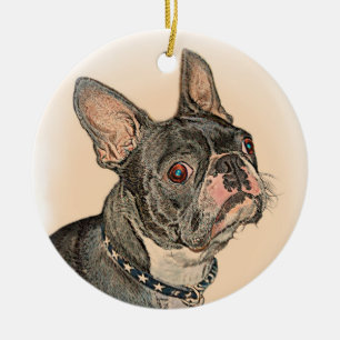 Boston Terrier Julgransprydnad Keramik
