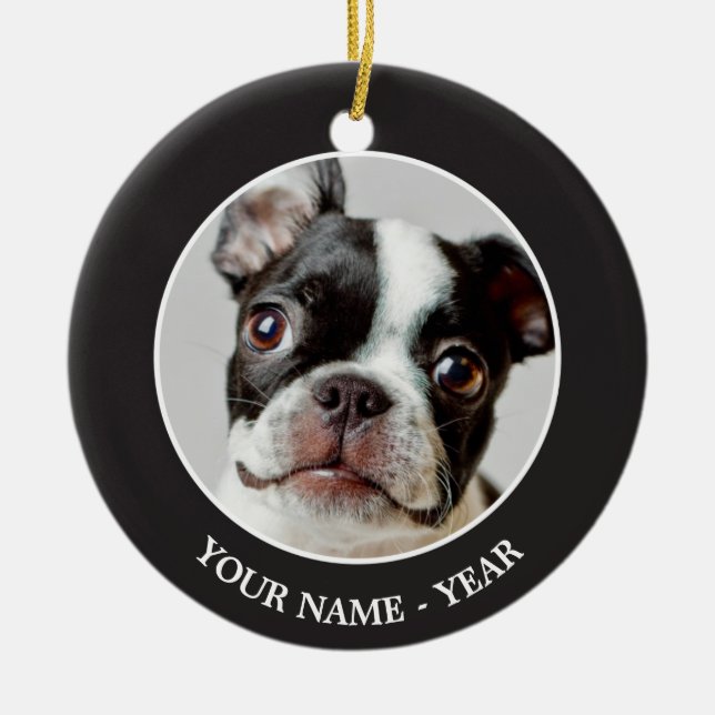 Boston Terrier Julgransprydnad Keramik (Framsidan)