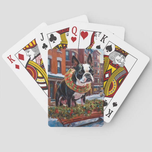 Boston Terrier Julhögtidssäsong Casinokort (Baksidan)