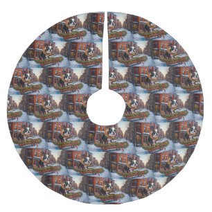 Boston Terrier Julhögtidssäsong Julgransmatta Borstad Polyester