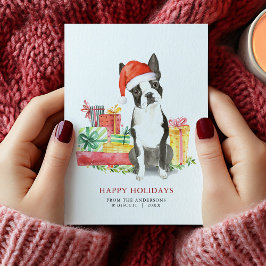 Boston Terrier Julklapp Helgdag Card Julkort